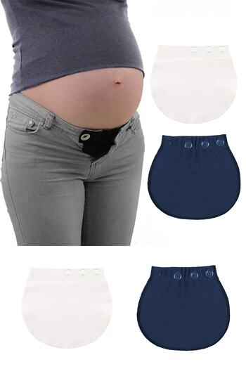 Pimobile Maternity Pants Waist Expander-Pants Expander for Women Navy Blue-white