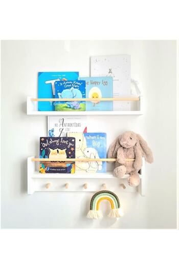 dekomar Montessori 54 cm Set of 2 Rack Hanger White - Natural Wood