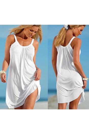 Esinty Rochie de damă, cu bretele din material nisipos, cu piept elastic 85 cm