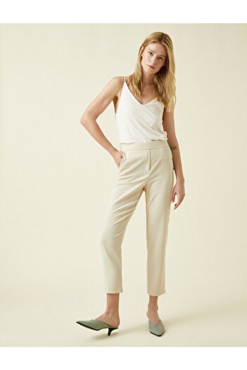 Koton Women's Ecru Pocket Trousers