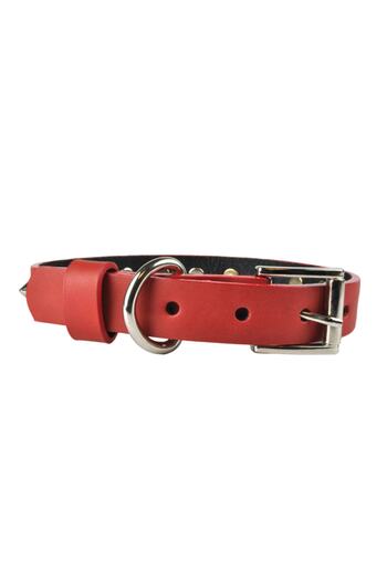 Bestie Red Pyramid Medium Size Leather Dog Collar 45cm