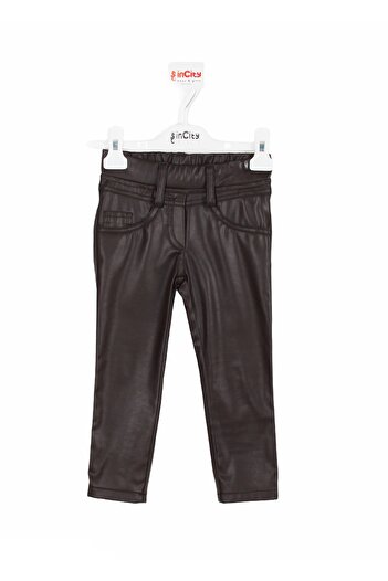 incity Girl's Brown Leather Pants