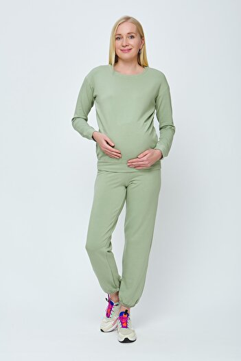 Motherway Women's Green Maternity Tracksuit Set