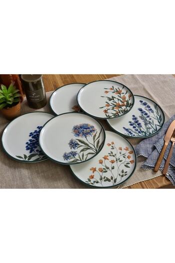 Porland Flower Garden 6 Parça Karma Pasta Takımı