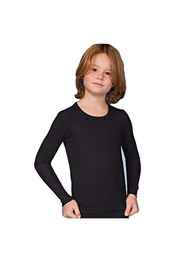 Tutku Boy's Black Top Long Sleeve Thermal Underwear