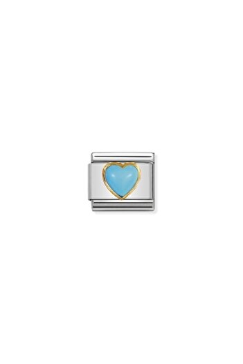 NOMİNATİON Composable Classic Stones Hearts In Stainless Steel With 18k Gold (06_turquoıse)