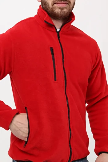 Uniprom Fleece Coat Full Zip 3 Pockets Red Men