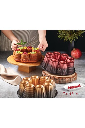 DİMAHOME **(1Pc)** Fms Casting Muffin Cake Mold Gold |   New Year