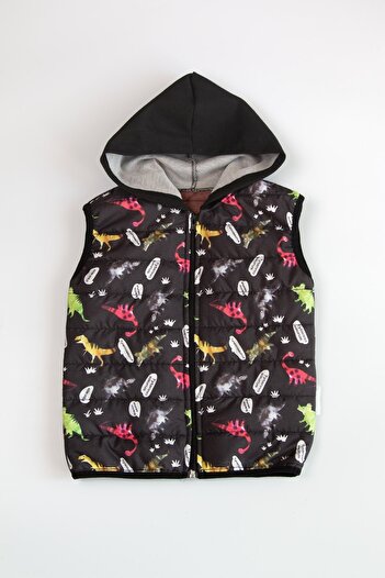 The Red Kids Dinosaur Patterned Hooded Inflatable Children's Vest