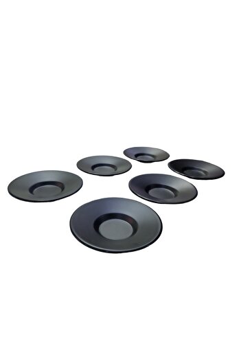 Külsan Thermo Melamine Matte Black 6-Piece Tea Plate Set 11 Cm