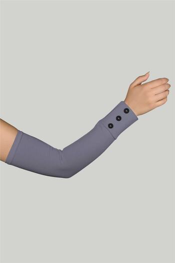 Altobeh Buttoned Practical Hijab Sleeves Combed Cotton Prayer Sleeves - Gray