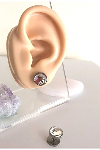 Bylin Tunnel View, Disc Stone Steel Flat Bar Piercing / Earring - 1 Piece