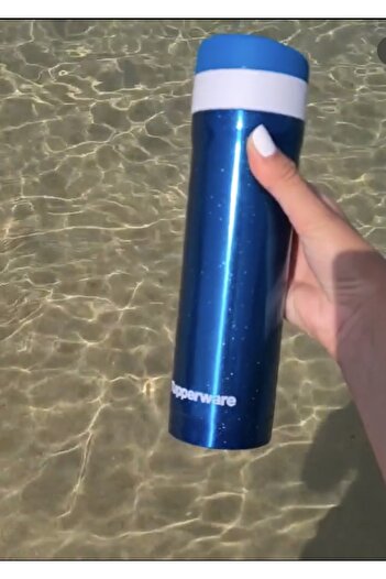 Tupperware Blue Glitter Thermos 430 Ml