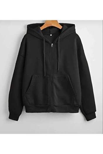 FATELLA Unisex Hooded Front Zipper Pocket Thin Combed Cotton Basic Sweatshirt Cardigan