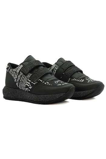 LETAO Silvery Stone Double Velcro Banded Easy Wear Girl's Sports Sneaker Shoes