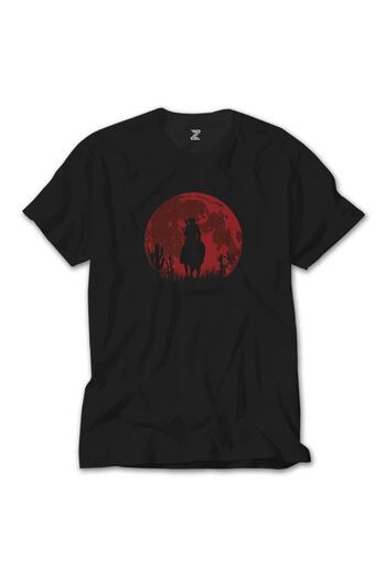 Z zepplin Red Dead Redemption 2 Red Moon Siyah Tişört
