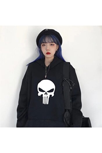 Touz Niiss Butik Punisher Чорна толстовка з капюшоном