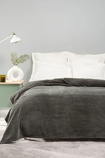 Karaca Home Theoline Khaki Double Welsoft Jacquard Blanket