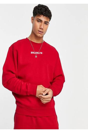 Buğraterzimoda Red Oversize Brooklyn Sweatshirt