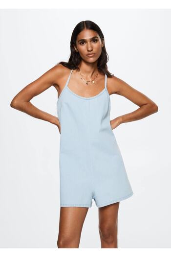 MANGO Woman Cotton Denim Jumpsuit