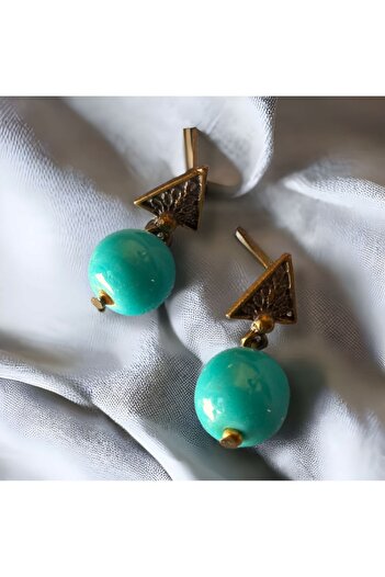 dela otantik Turquoise Colored Glass Beaded Antique Crushed Handmade Bijouterie