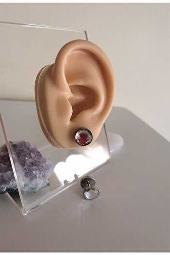 Bylin Tunnel View, Disc Stone Steel Flat Bar Piercing / Earring - 1 Piece