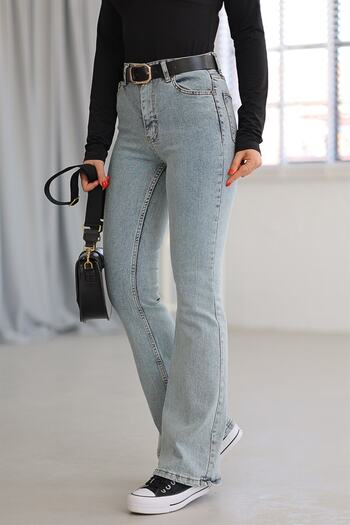 LİMABEL Castrol Blue Snow Wash Gold Spanish Spanish Jean High Waist Denim Trousers