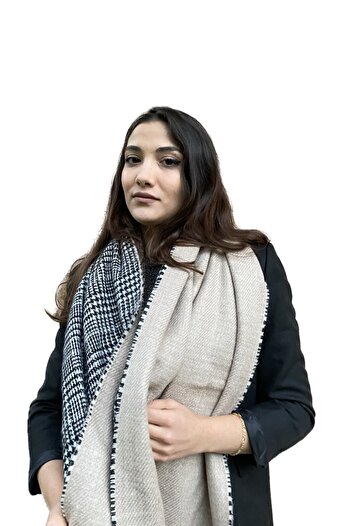 laviyonsa Μαλακό μεγάλο σάλι & κασκόλ διπλής όψης Houndstooth