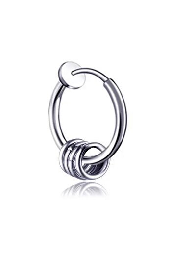 Jaida Moda Unisex Gray 3 Pieces Steel Hoop Earrings for Non-Perforated Ears