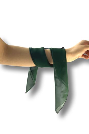 MAZEN Dark Green Colored Plain Chiffon Scarf
