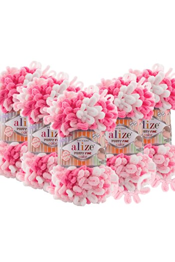 Alize Συσκευασία 5 Puffy Fine Color - 5x100 Gr με μικρό παπιγιόν.