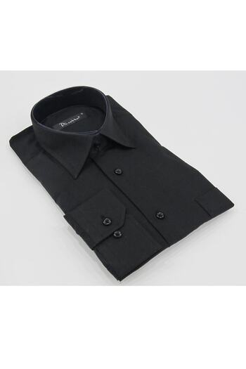 Dicotto Black Large Size Solid Color Long Sleeve Classic Men's Shirt - 150-20
