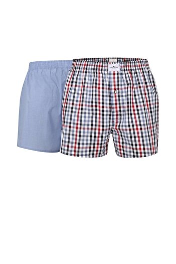Tom Tailor Herren Boxershorts, 2er Pack - Web-Shorts, Baumwolle, Poplin, kariert