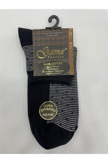 Gama Çorap Gaze Cotton 100% Natural Nylon-Free Patterned Thick Winter Half-Toe Men's Booties