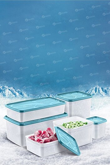 Pazarika Alaska Deep Freezer Storage Container Set 6 Pieces Set Storage Container Blue