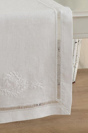 ÖDEL HOME Keten Zarif Işlemeli Runner / Sunum / Servis Örtüsü