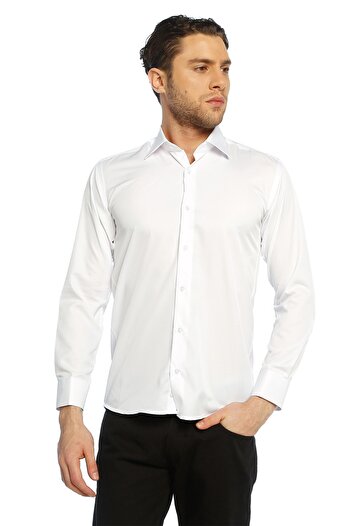 Dicotto Slim Fit Solid Color Men's Shirt with White Micro Fabric Cufflinks - 199-1