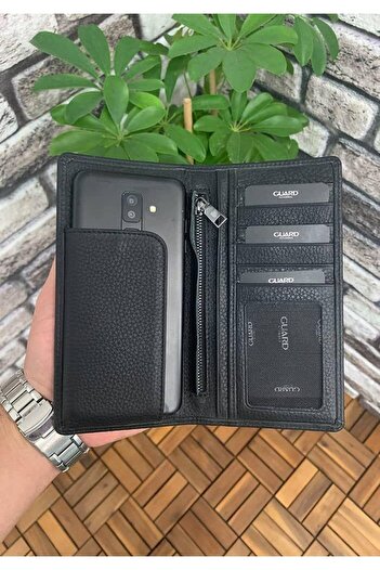 GUARD Chelsea Siyah Telefon Bölmeli Deri El Portföy 3029