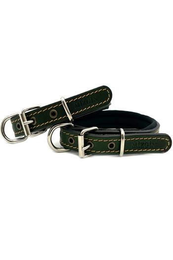 Tasma Market Dark Green Soft Textured Small Breed Leather Dog Collar