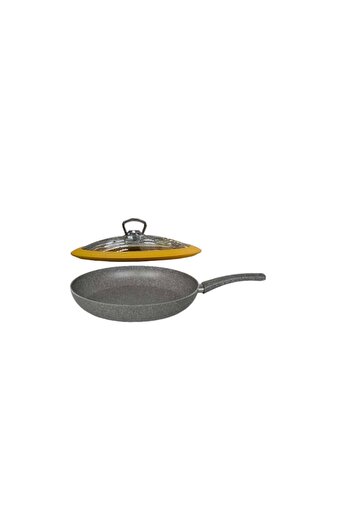 Mehtap Granite Pan Yellow Silicone Lid 26 Cm