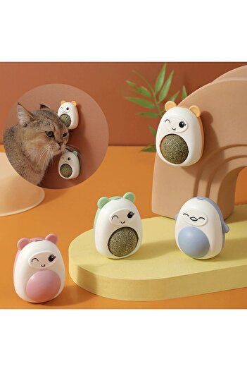 BEYZANA Cat Toy with Teddy Bear Healthy Cat Licking Toy Appetite Booster Kitten Chewing Catnip Ball