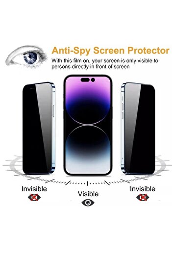 Go Aksesuar Iphone 13 Ve 14 Uyumlu Privacy (HAYALET) Temperli Cam Ekran Koruyucu