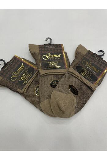 Gama Çorap 3 Pieces Gaze Cotton 100% Natural Nylon-Free Patterned Thick Winter Half-Conch Men's Booties