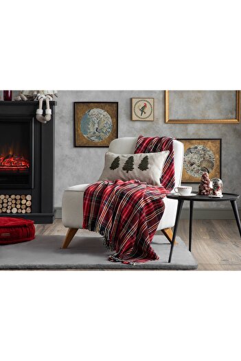 English Home Rita Christmas Sofa Shawl - 130x170 Cm Red