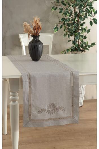ÖDEL HOME Linen Elegant Embroidered Runner / Presentation / Service Cloth