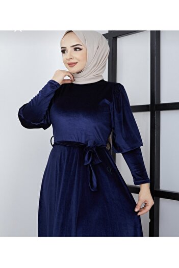 MÇmoda Velvet Balloon Sleeve Dress