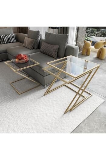 Marsah Home Metal Zigon Sehpa Gold