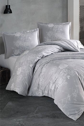 Clasy Ranforce Double Duvet Cover Set Arnor V2 Grey8696474231140
