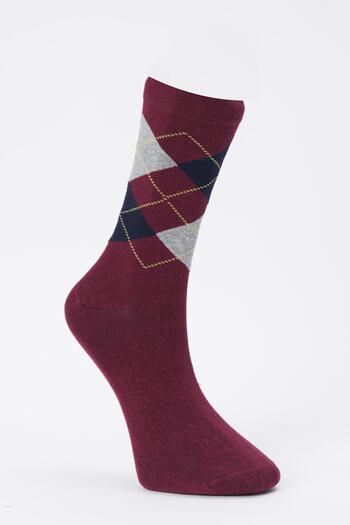 ALTINYILDIZ CLASSICS Men's Burgundy-Navy Blue Patterned Socks