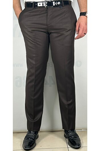 Bomonti High Quality Slim Men's Brown Flexible Knee-Lined Fabric Trousers